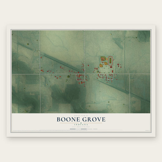 Boone Grove, Indiana map print, the full design