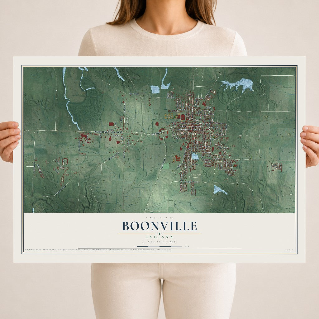 Map of Boonville, Indiana, 18 x 24 inch unframed archival matte print