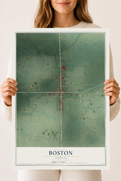 Map of Boston, Indiana, 18 x 24 inch unframed archival matte print