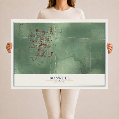 Map of Boswell, Indiana, 24 x 36 inch unframed archival matte print