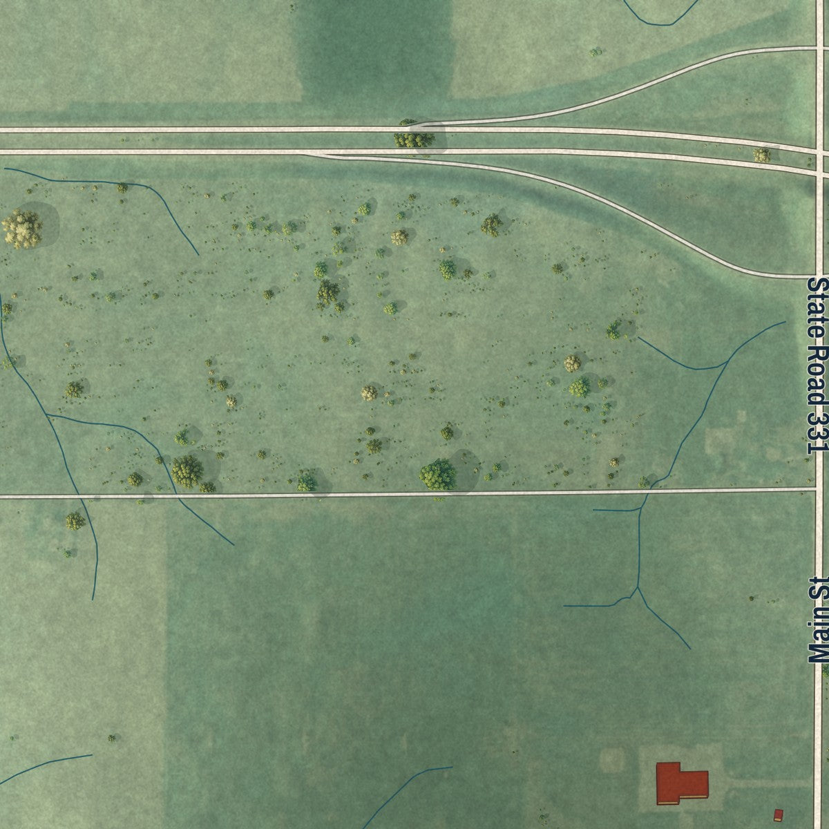 Second close-up of the map of Bourbon, Indiana print showing more streets and buildings