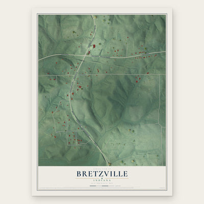 Bretzville, Indiana map print, the full design