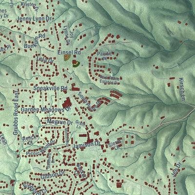 Close-up of the map of Bright, Indiana print showing street and building detail