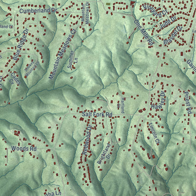 Second close-up of the map of Bright, Indiana print showing more streets and buildings