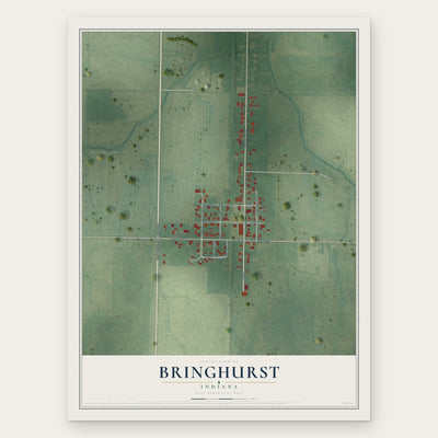 Bringhurst, Indiana map print, the full design