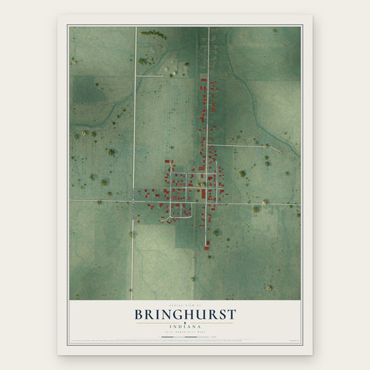Bringhurst, Indiana map print, the full design