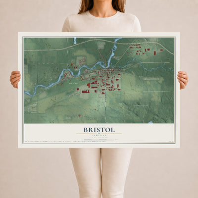 Map of Bristol, Indiana, 24 x 36 inch unframed archival matte print