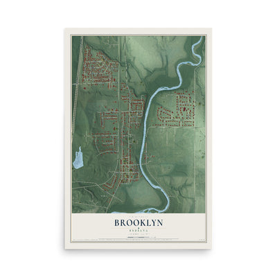 Map of Brooklyn, Indiana, 12 x 18 inch unframed archival matte print