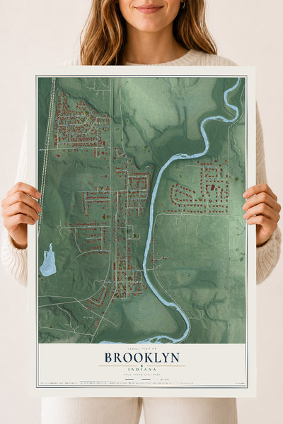 Map of Brooklyn, Indiana, 18 x 24 inch unframed archival matte print