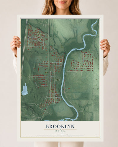 Map of Brooklyn, Indiana, 24 x 36 inch unframed archival matte print