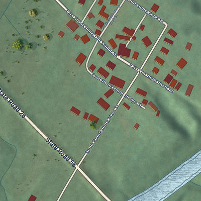 Second close-up of the map of Brooksburg, Indiana print showing more streets and buildings