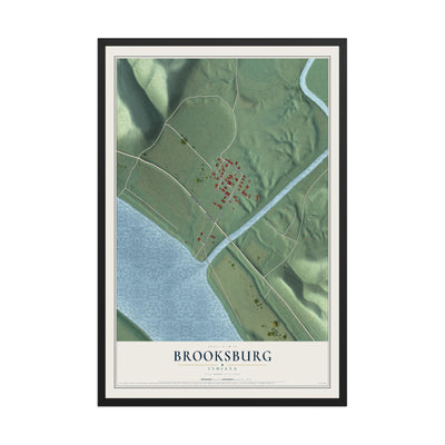 Map of Brooksburg, Indiana, 12 x 18 inch print in a black wood frame