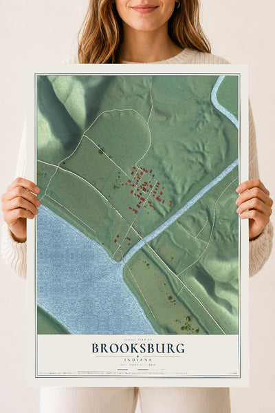 Map of Brooksburg, Indiana, 18 x 24 inch unframed archival matte print