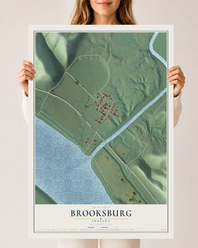 Map of Brooksburg, Indiana, 24 x 36 inch unframed archival matte print
