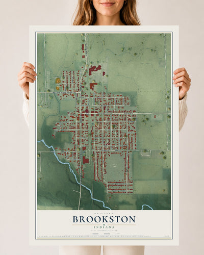 Map of Brookston, Indiana, 24 x 36 inch unframed archival matte print