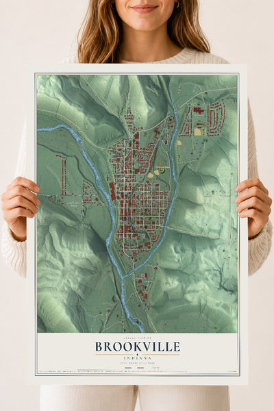 Map of Brookville, Indiana, 18 x 24 inch unframed archival matte print