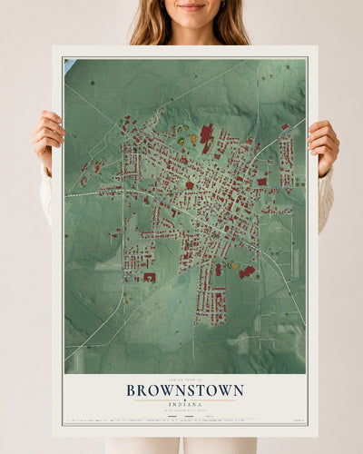 Map of Brownstown, Indiana, 24 x 36 inch unframed archival matte print