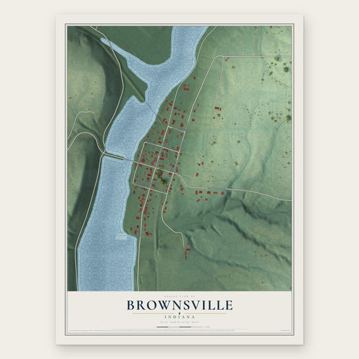 Brownsville, Indiana map print, the full design