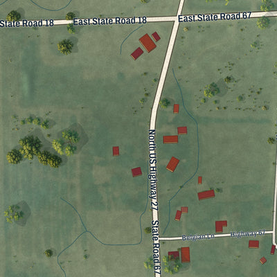 Second close-up of the map of Bryant, Indiana print showing more streets and buildings