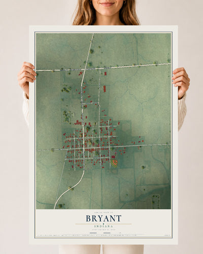 Map of Bryant, Indiana, 24 x 36 inch unframed archival matte print