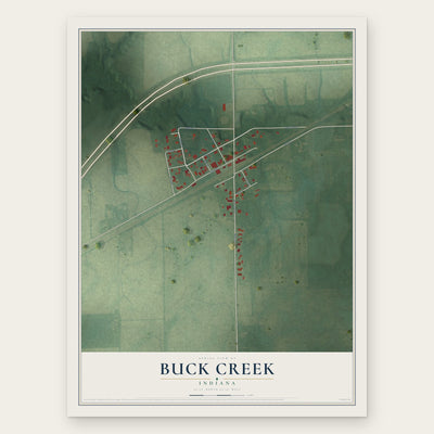 Buck Creek, Indiana map print, the full design