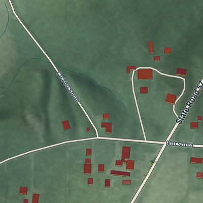 Close-up of the map of Buckskin, Indiana print showing street and building detail