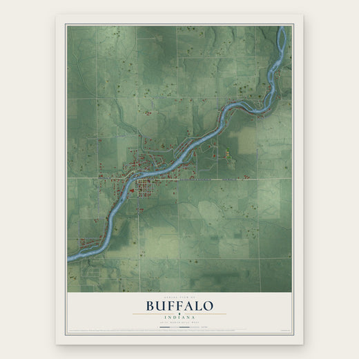 Buffalo, Indiana map print, the full design