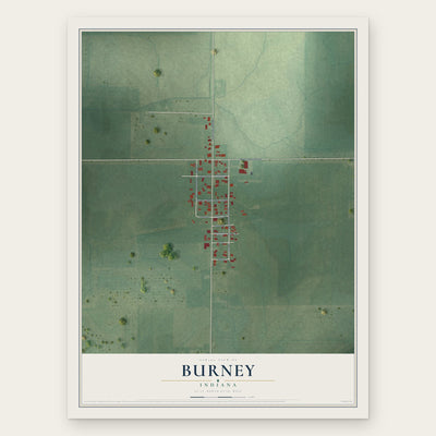 Burney, Indiana map print, the full design