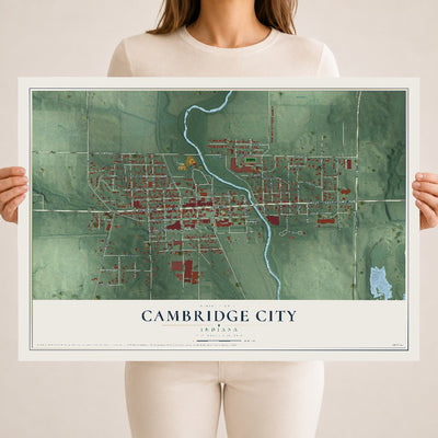 Map of Cambridge City, Indiana, 18 x 24 inch unframed archival matte print