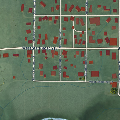Second close-up of the map of Camden, Indiana print showing more streets and buildings