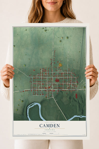 Map of Camden, Indiana, 18 x 24 inch unframed archival matte print