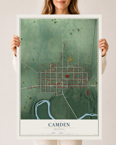 Map of Camden, Indiana, 24 x 36 inch unframed archival matte print