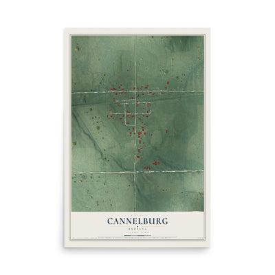 Map of Cannelburg, Indiana, 12 x 18 inch unframed archival matte print