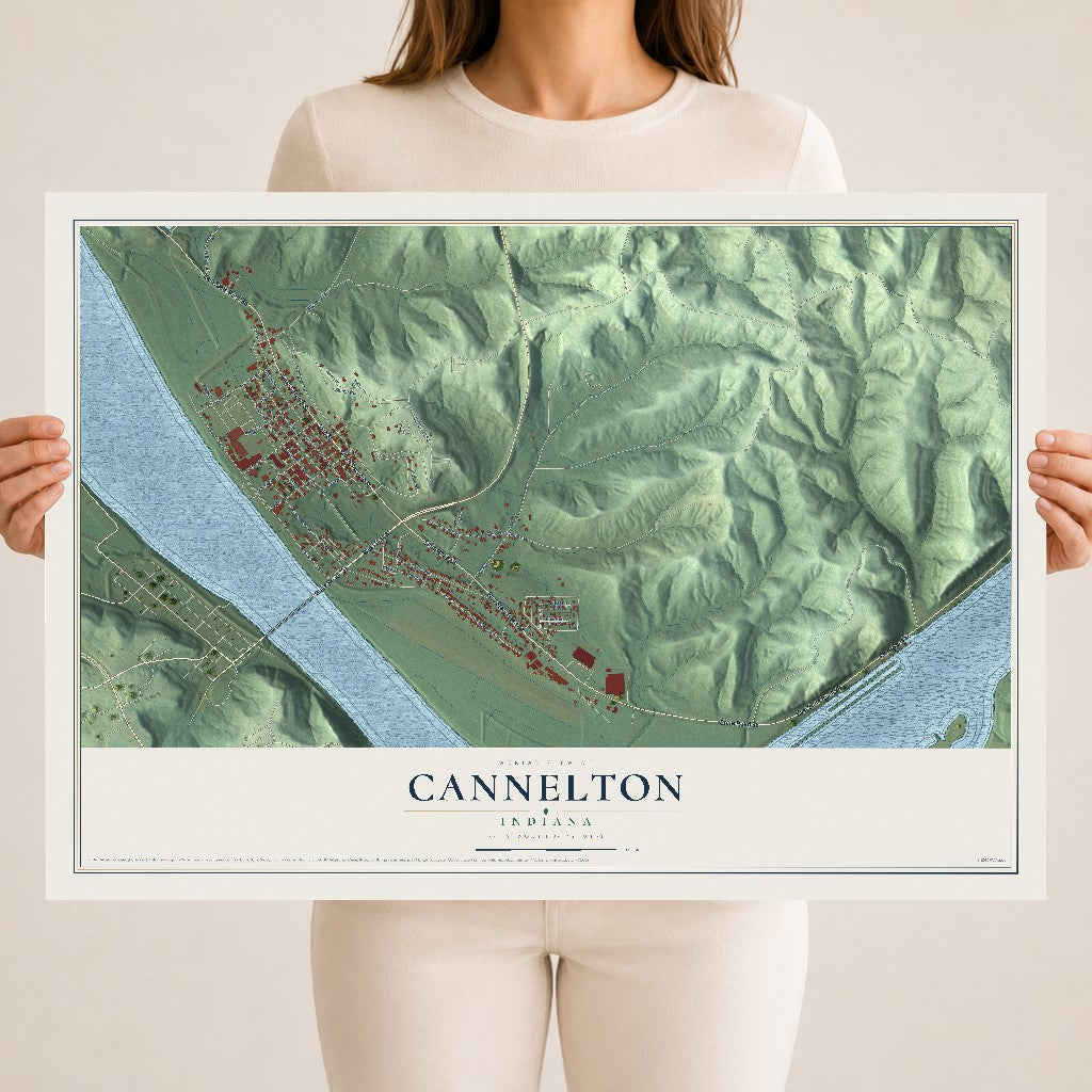 Map of Cannelton, Indiana, 18 x 24 inch unframed archival matte print