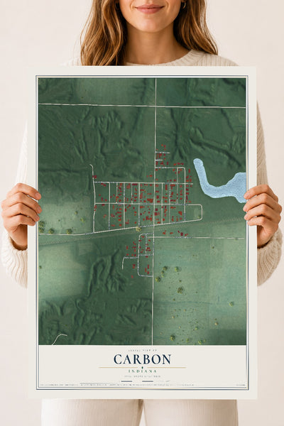 Map of Carbon, Indiana, 18 x 24 inch unframed archival matte print