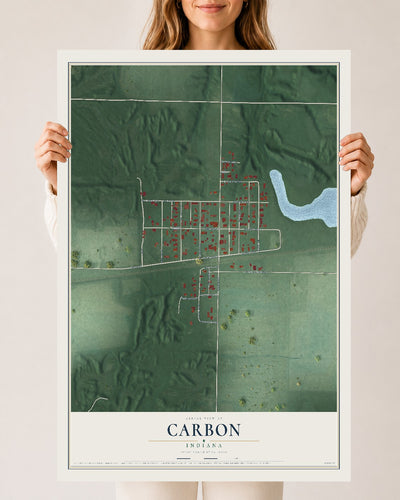 Map of Carbon, Indiana, 24 x 36 inch unframed archival matte print