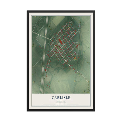 Map of Carlisle, Indiana, 12 x 18 inch print in a black wood frame