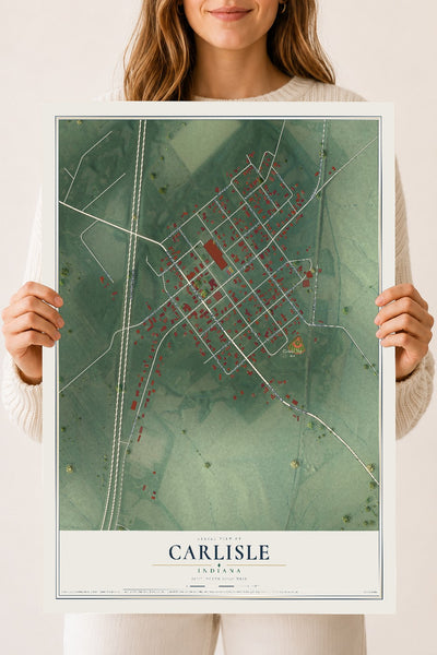 Map of Carlisle, Indiana, 18 x 24 inch unframed archival matte print