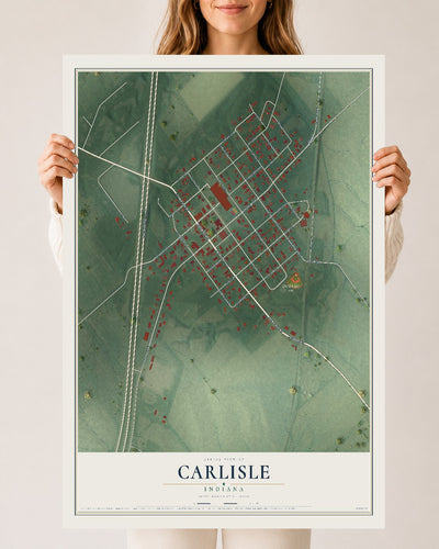 Map of Carlisle, Indiana, 24 x 36 inch unframed archival matte print