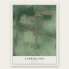Carrollton, Indiana map print, the full design