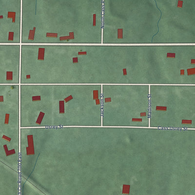 Close-up of the map of Cass, Indiana print showing street and building detail