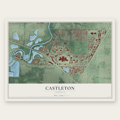 Castleton, Indiana map print, the full design