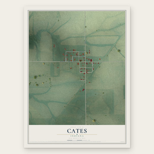 Cates, Indiana map print, the full design