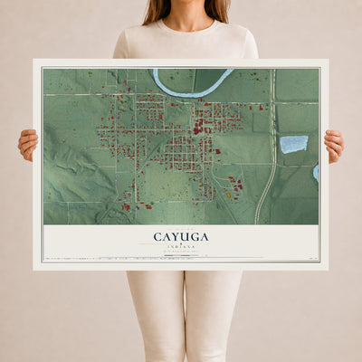 Map of Cayuga, Indiana, 24 x 36 inch unframed archival matte print