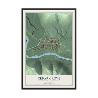 Map of Cedar Grove, Indiana, 12 x 18 inch print in a black wood frame