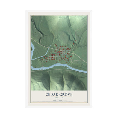 Map of Cedar Grove, Indiana, 12 x 18 inch print in a white wood frame