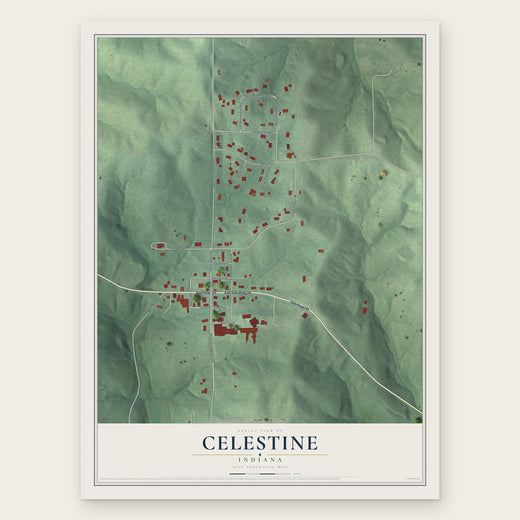 Celestine, Indiana map print, the full design