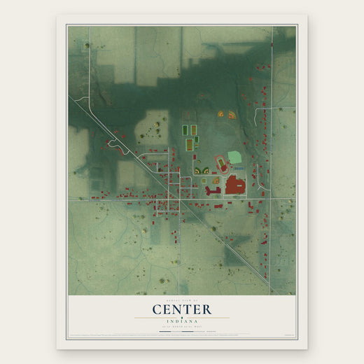 Center, Indiana map print, the full design