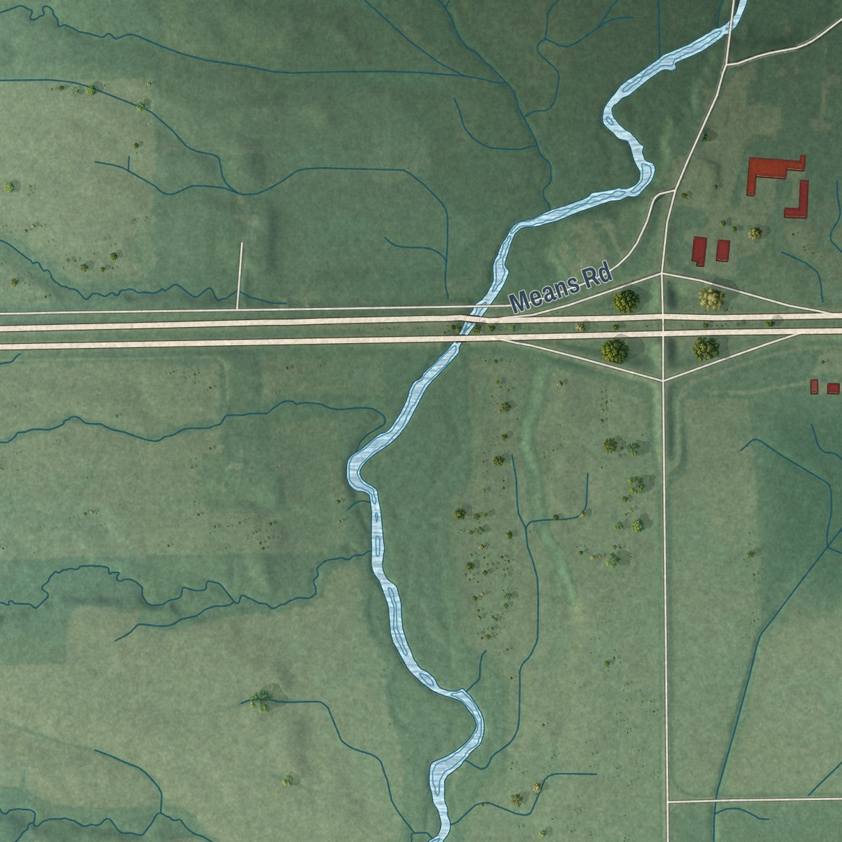 Second close-up of the map of Centerville, Indiana print showing more streets and buildings