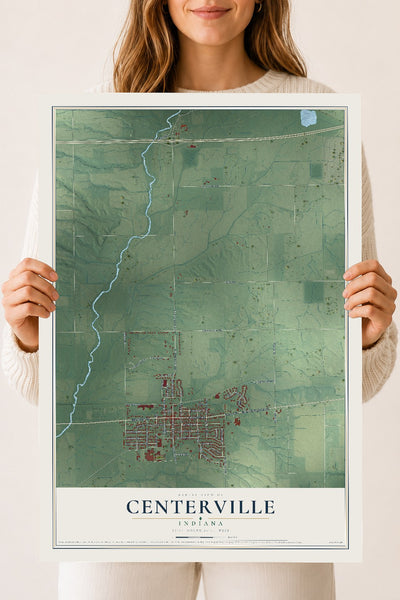 Map of Centerville, Indiana, 18 x 24 inch unframed archival matte print